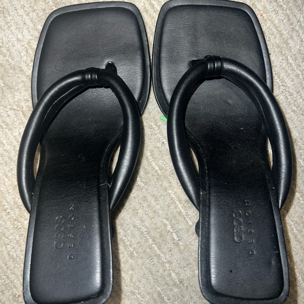 ASOS Black Leather Loop Sandals